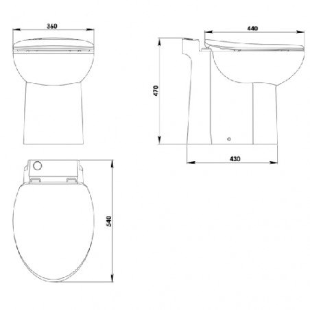 Aquasani Compact - WC à Poser avec Broyeur Intégré, WC broyeur Compact, Double Chasse économique